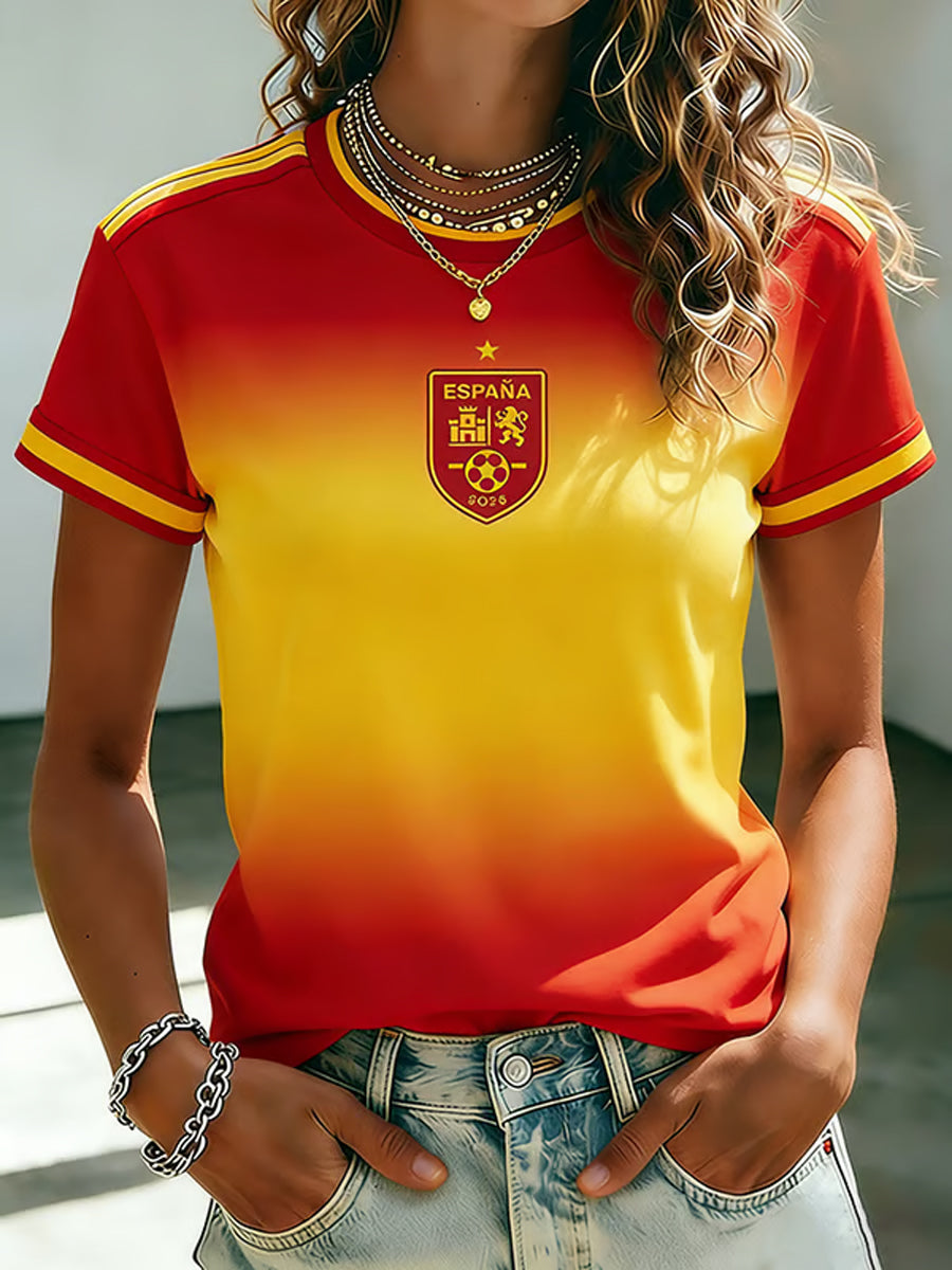 Camiseta estampada de fútbol español para mujer