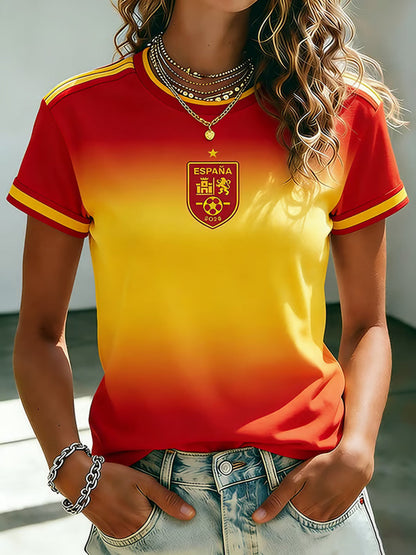 Camiseta estampada de fútbol español para mujer