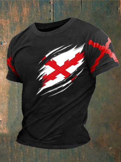 Camiseta para hombre con estampado de la Cruz de Borgoña de España