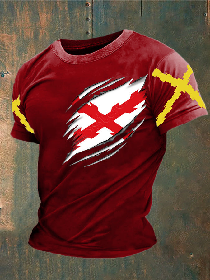 Camiseta para hombre con estampado de la Cruz de Borgoña de España