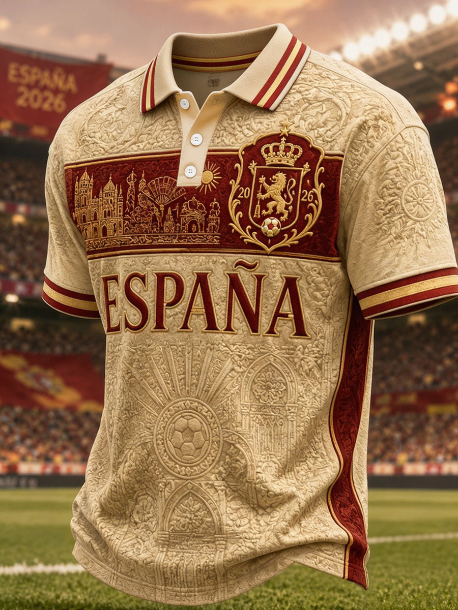 Polo casual con estampado para hombres, regalo para aficionados al fútbol