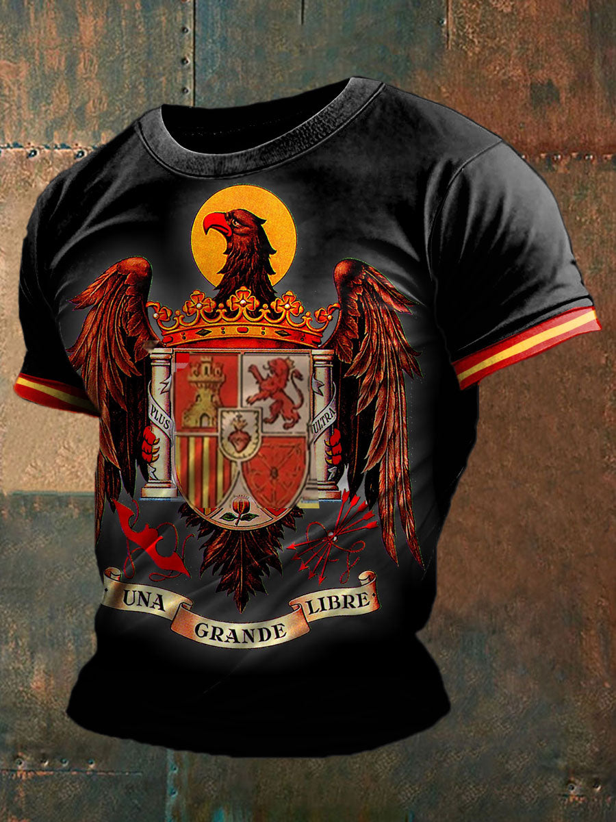 Camiseta estampada con águila y la bandera de España para hombre
