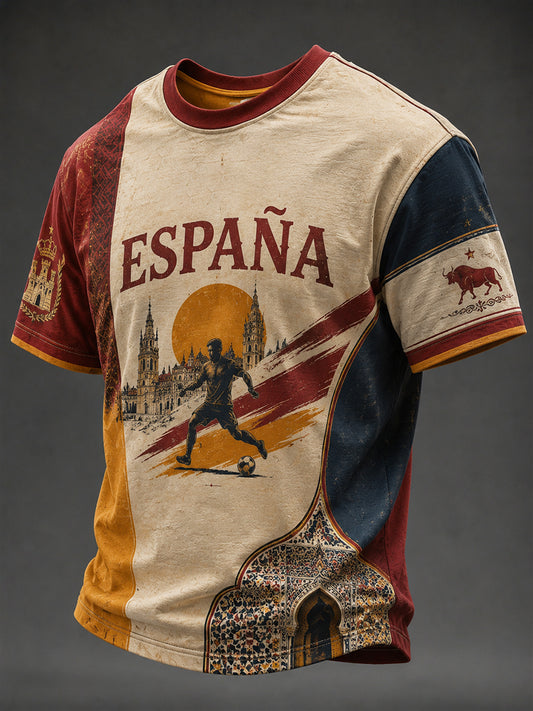 Camiseta estampada de fútbol español para hombre
