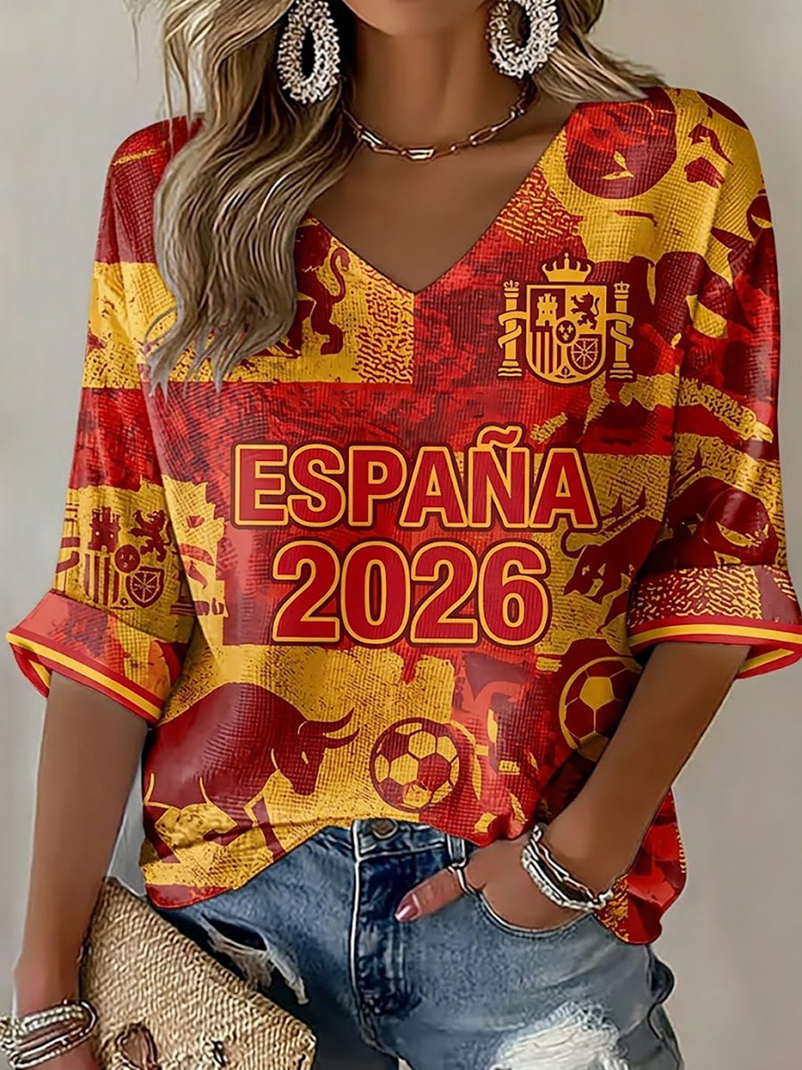 Camiseta de gofre para aficionadas al fútbol de la Selección Española 2026