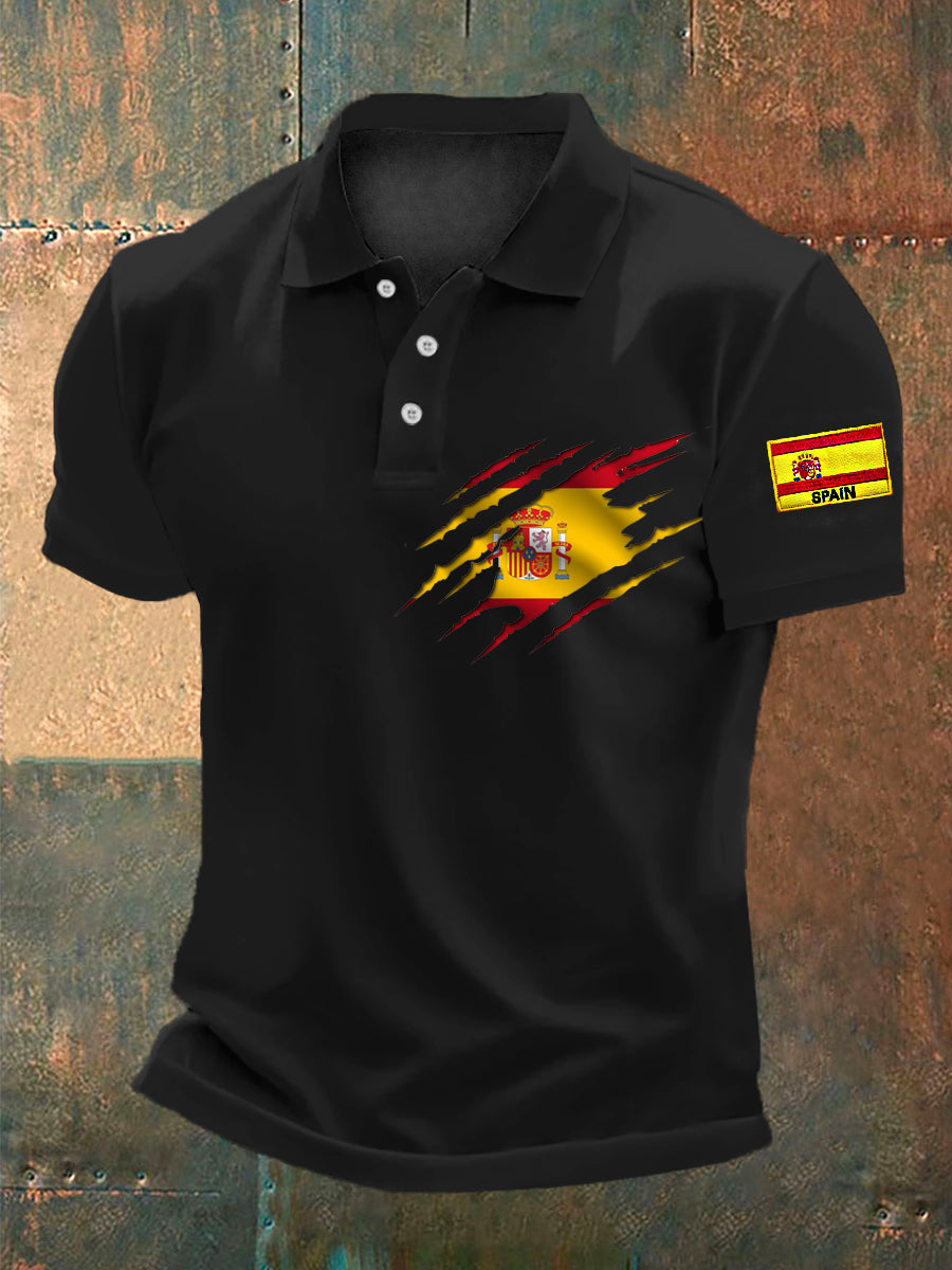 Camiseta bordada con la bandera de España para hombre