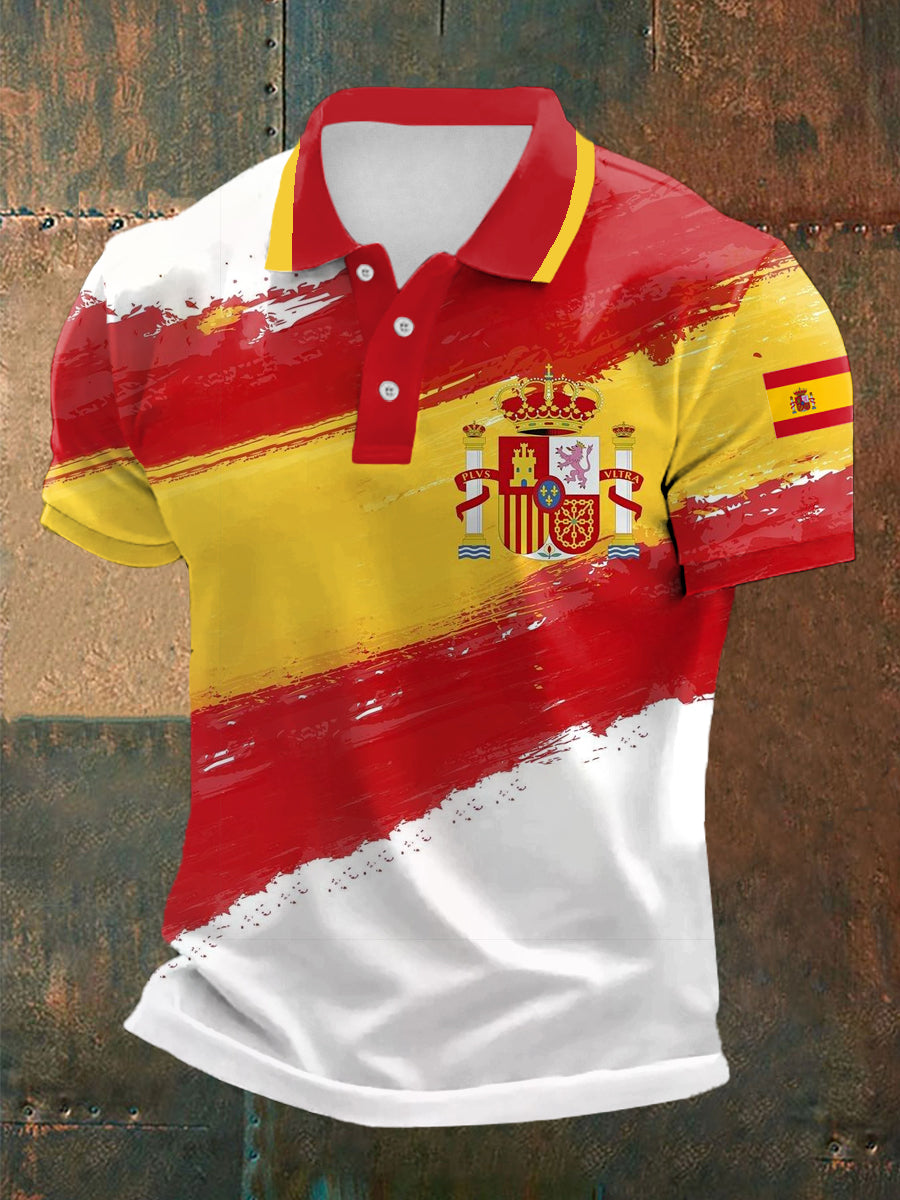 Camiseta informal con estampado de la bandera española para hombre