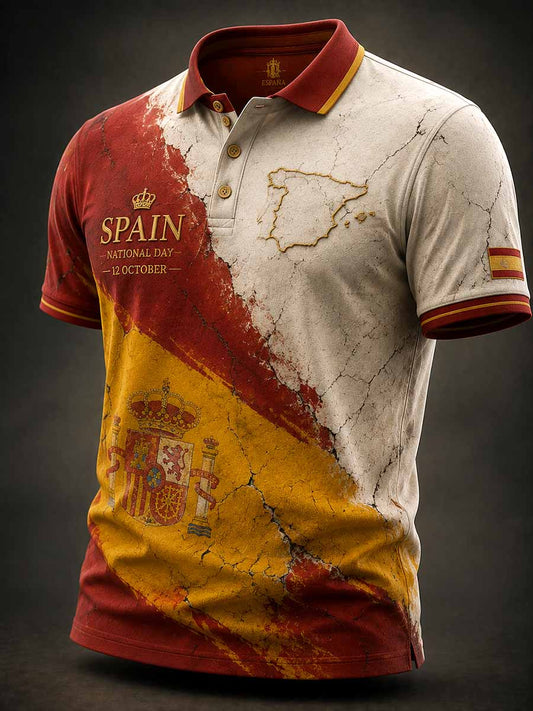 Camisa polo estampada con diseño de la Fiesta Nacional de España para hombre