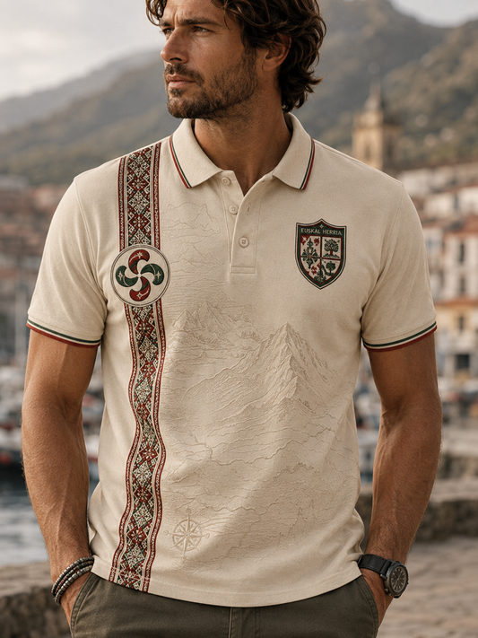Camisa vasca de manga corta para hombre