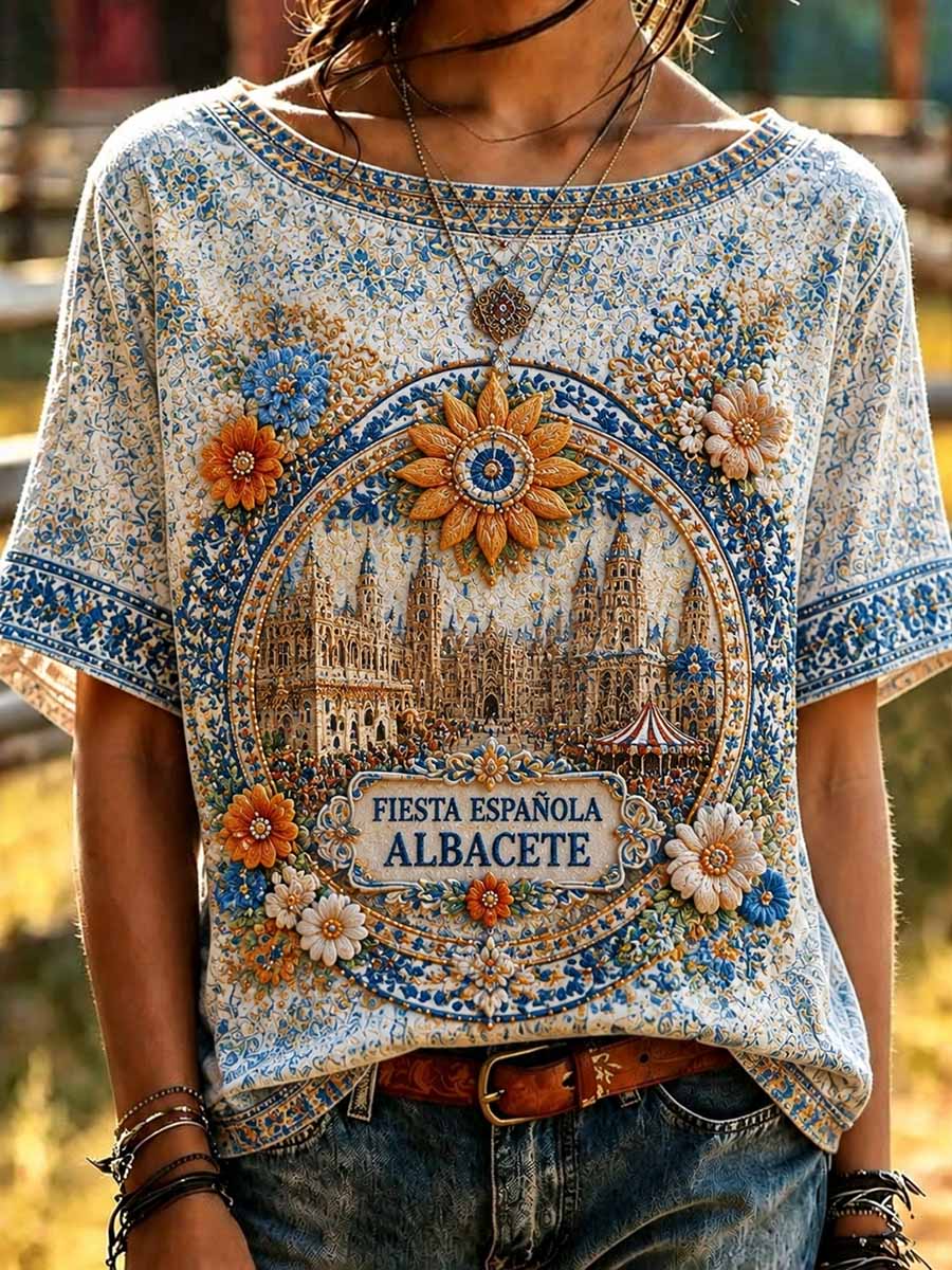 Camiseta estampada con diseño del Festival de Albacete para mujer