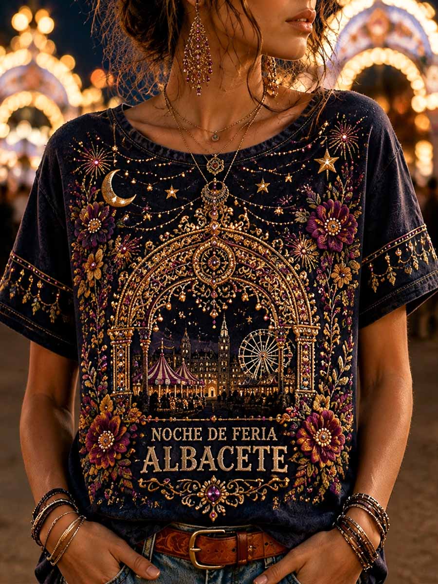 Camiseta estampada con diseño del Festival de Albacete para mujer