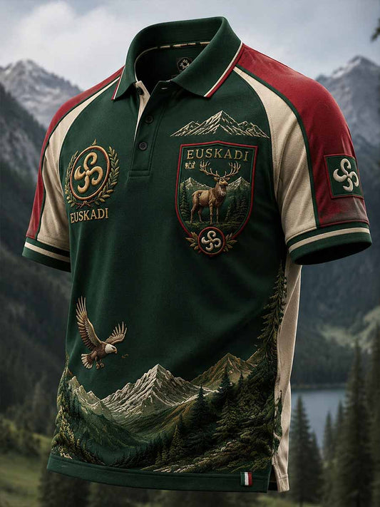 Polo con estampado de vasco español para hombre