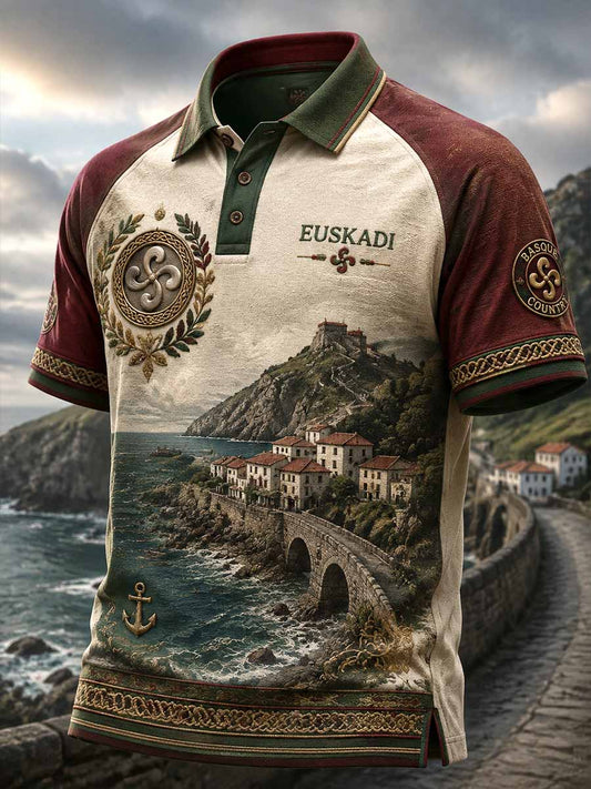 Polo de hombre con estampado vasco español
