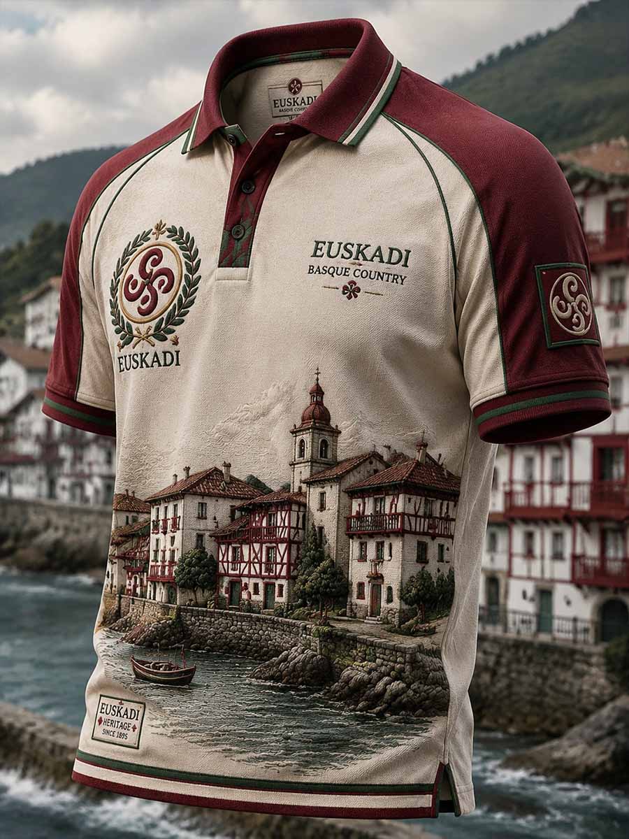 Polo de hombre con estampado vasco español