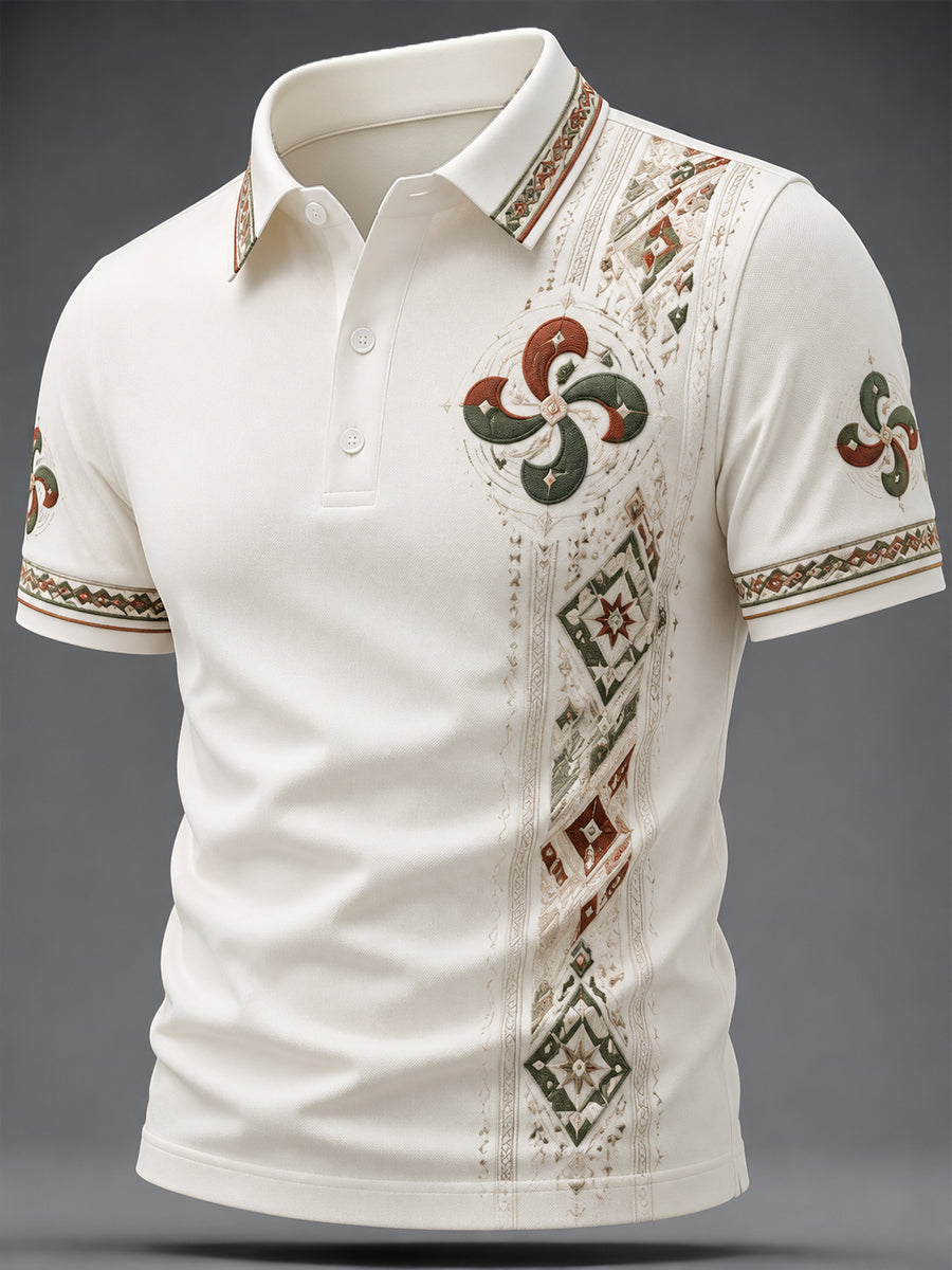 Camisa casual estampada de estilo vasco para hombre