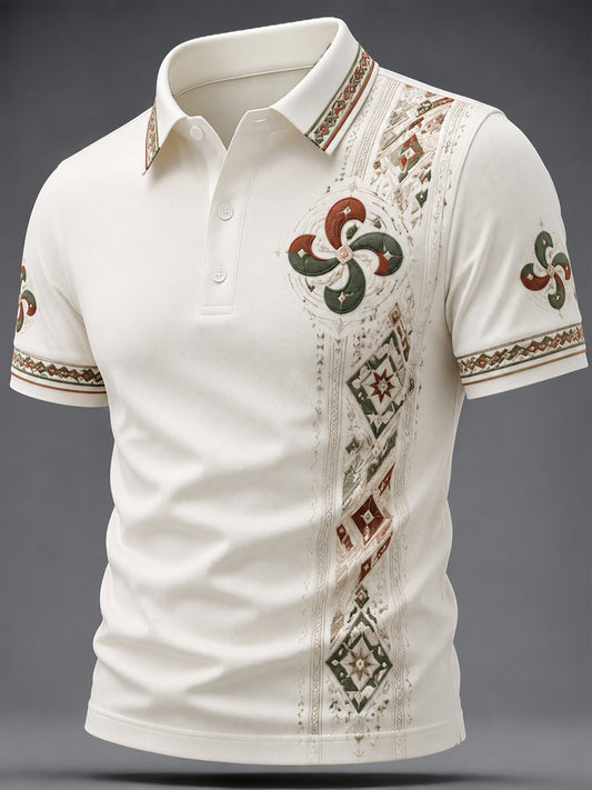 Camisa casual estampada de estilo vasco para hombre