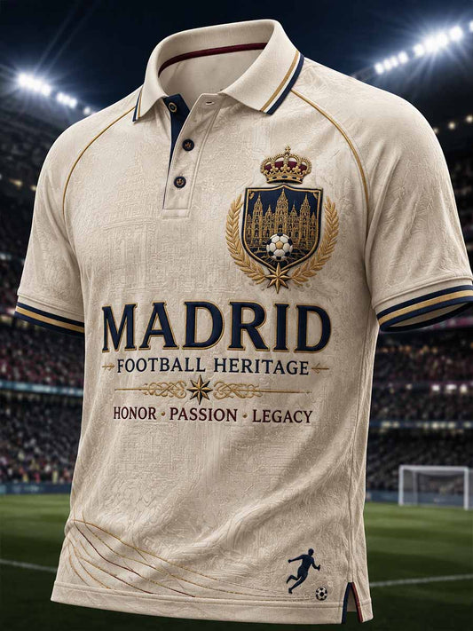 Polo con estampado de patrón de fútbol Real Madrid para hombre