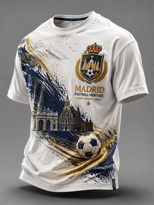 Camiseta con estampado de patrón conmemorativo de fútbol español para hombre