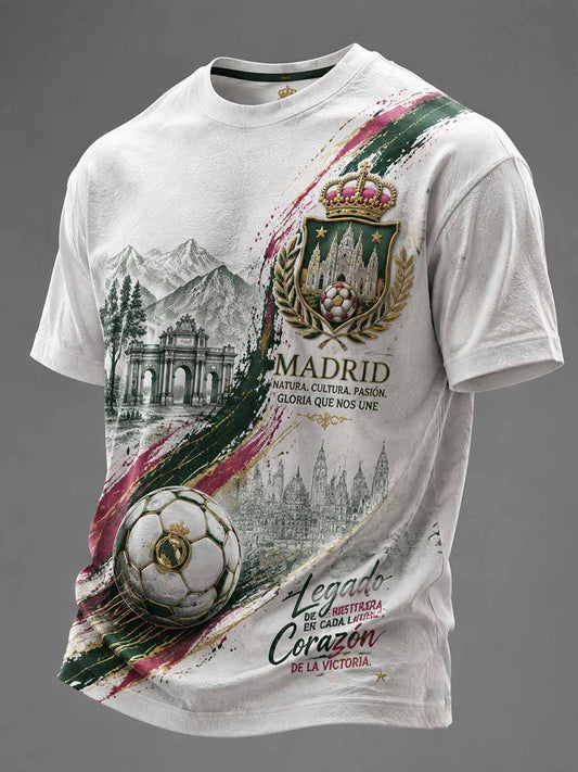 Camiseta masculina de fútbol español con estampado conmemorativo