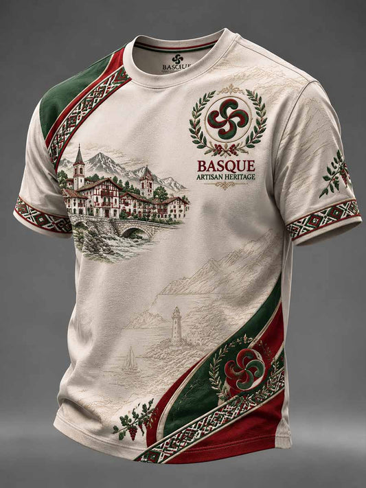 Camiseta vintage con estampado vasco para hombre