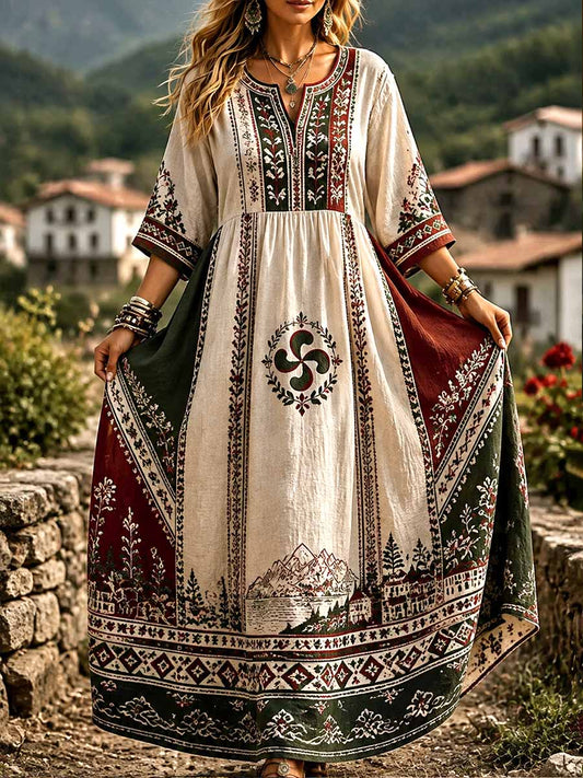 Vestido vintage de mujer con estampado vasco