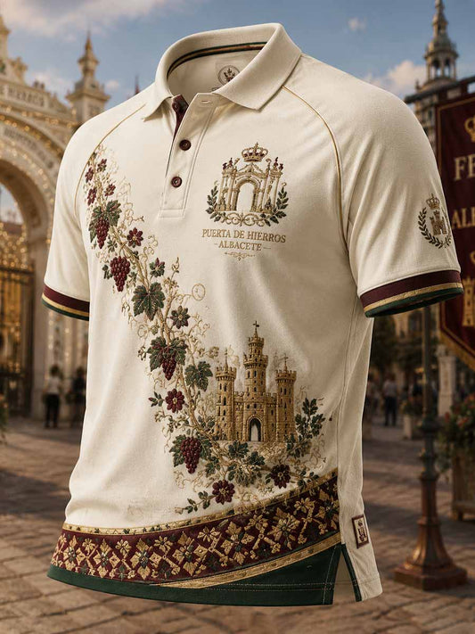 Camisa polo estampada con diseño del Festival de Albacete para hombre