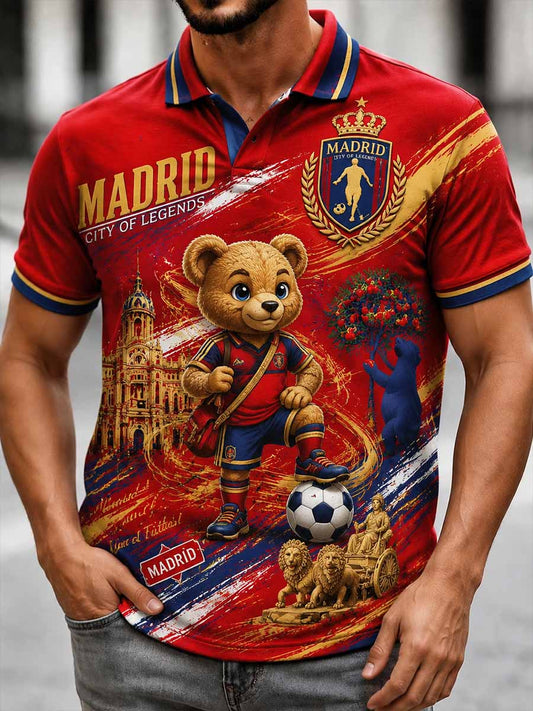Polo de impresión conmemorativa de fútbol retro de los hombres