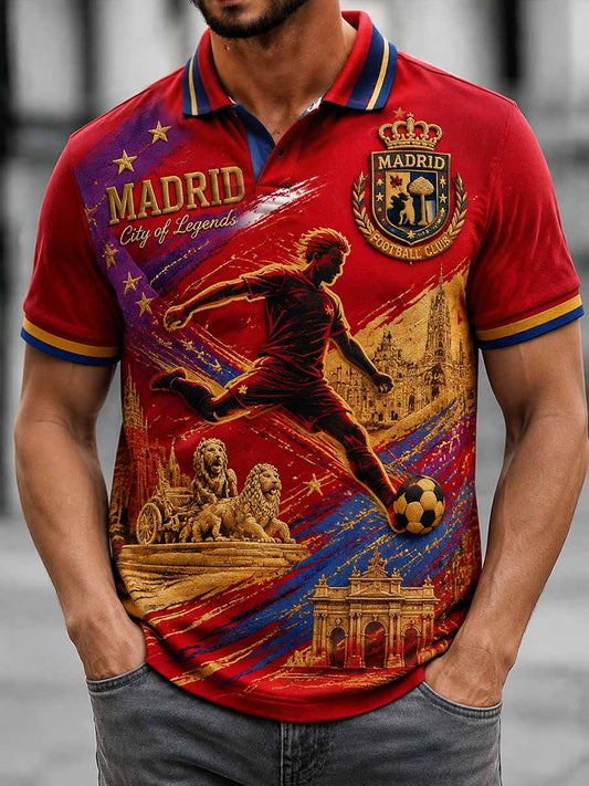 Polo retro de fútbol para hombre con estampado conmemorativo
