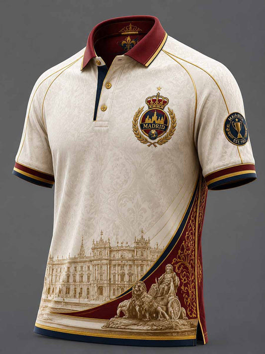 Polo con estampado conmemorativo de fútbol vintage para hombre