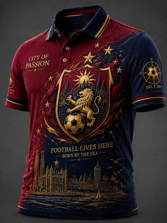 Camiseta polo estampada para el partido de fútbol masculino