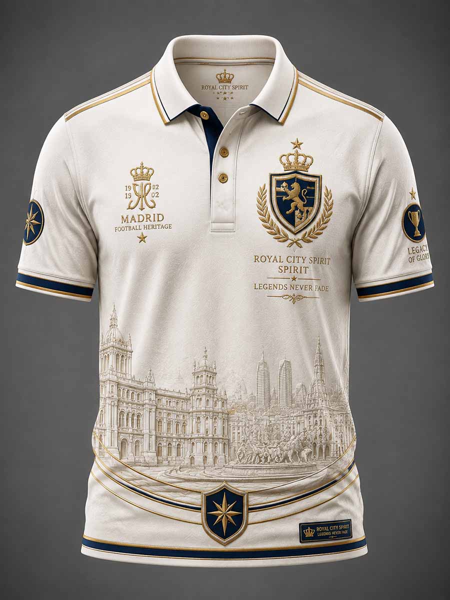 Polo impreso del partido de fútbol de los hombres