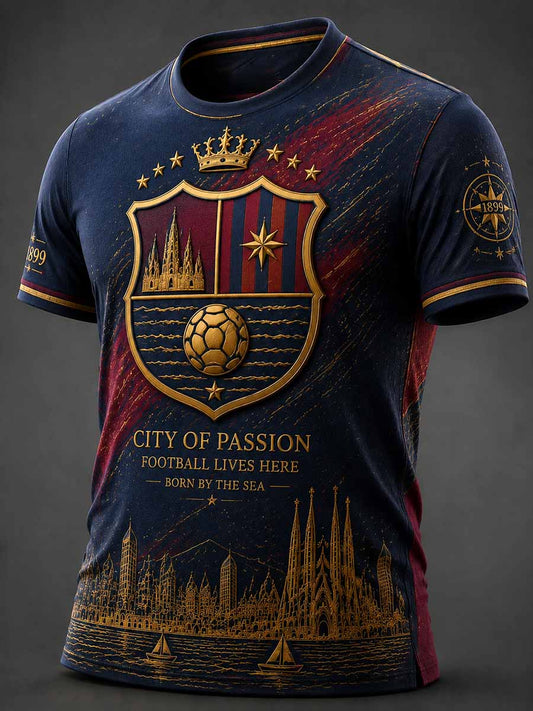 Camiseta impresa partido de fútbol de los hombres