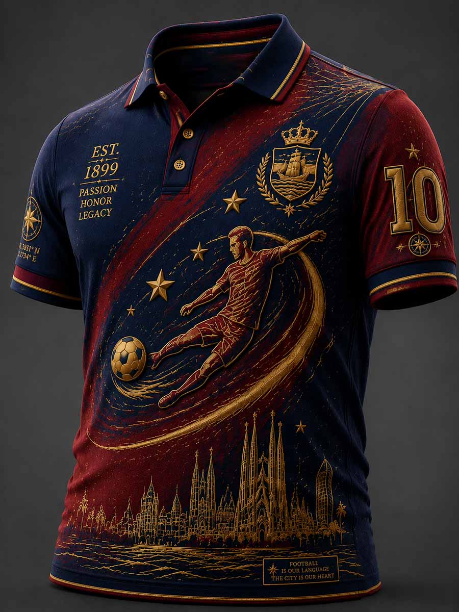 Camiseta polo estampada para el partido de fútbol masculino