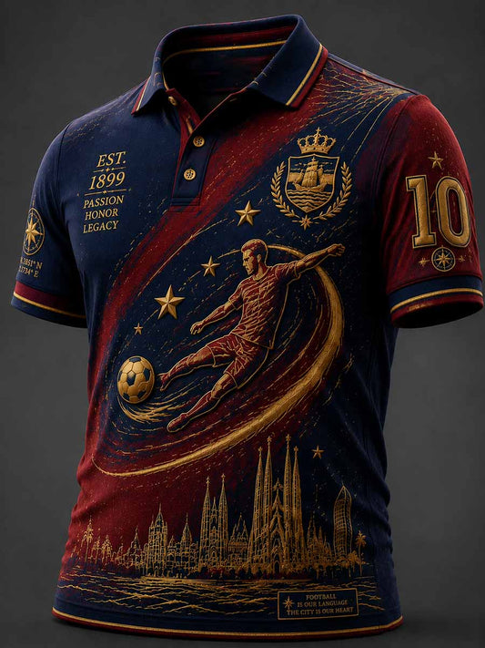 Camiseta polo estampada para el partido de fútbol masculino