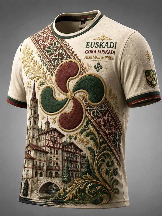 Camiseta vintage para hombre con estampado vasco
