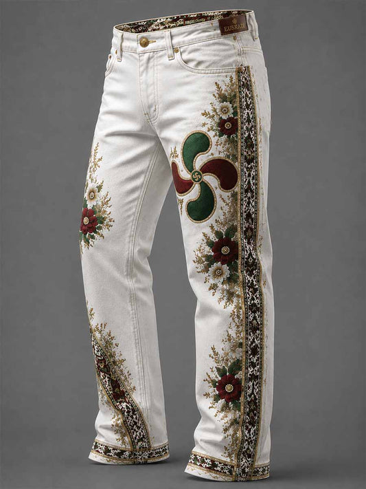 Vintage Basque Impreso Pantalones