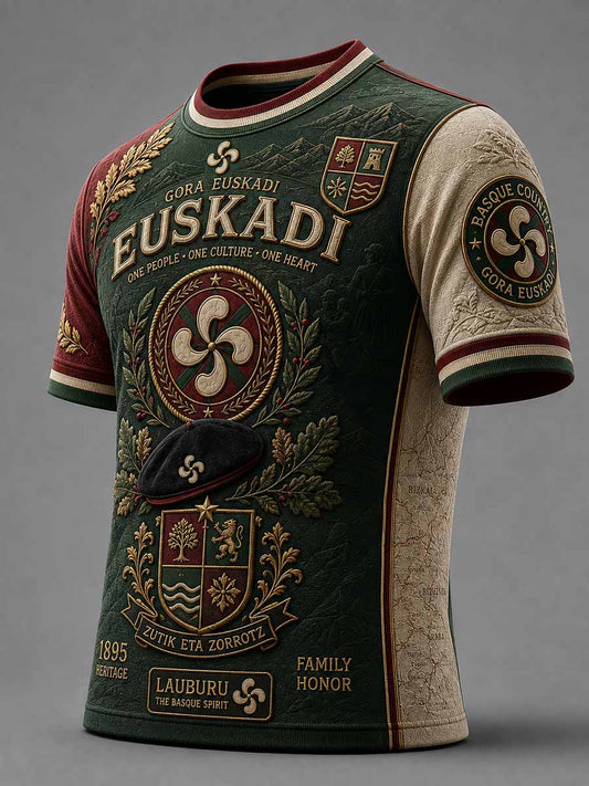 Camiseta para hombre de estilo clásico con estampado tradicional vasco