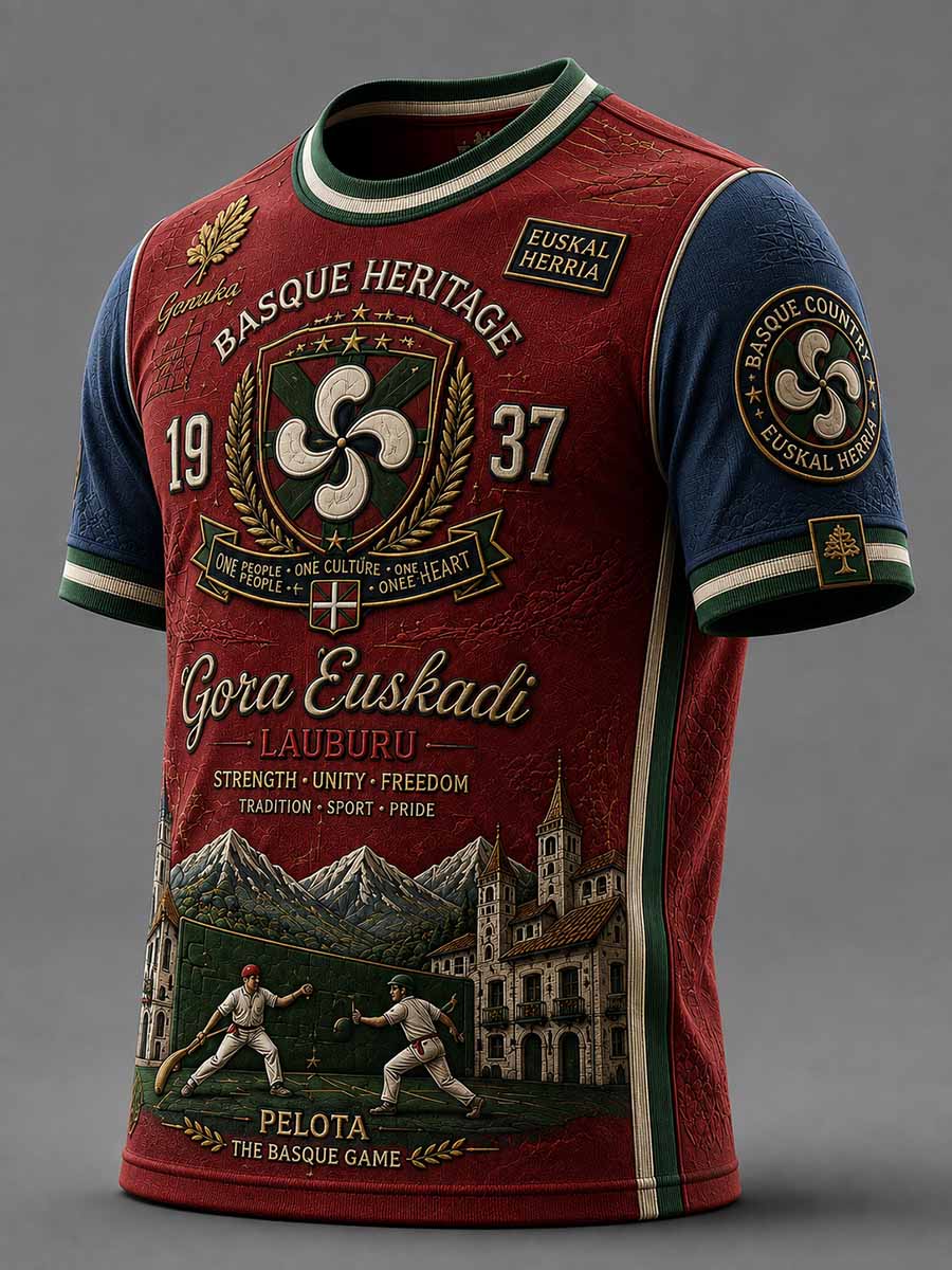 Camiseta vintage para hombre con estampado vasco