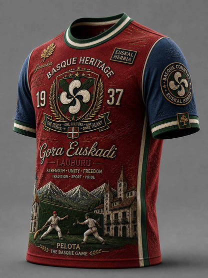 Camiseta vintage para hombre con estampado vasco