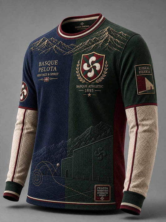 Sudadera para hombre de estilo clásico vasco con estampado tradicional