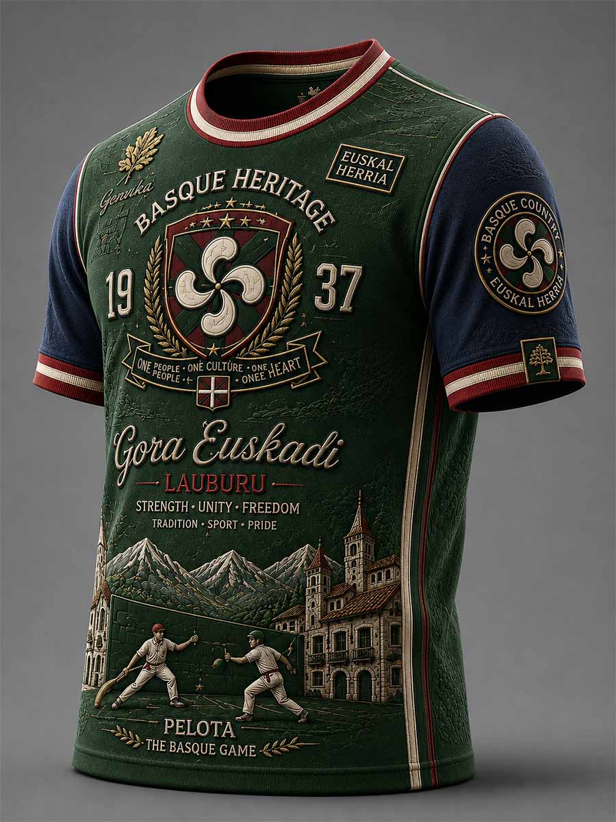 Camiseta vintage para hombre con estampado vasco