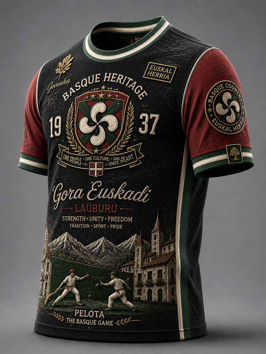 Camiseta vintage para hombre con estampado vasco