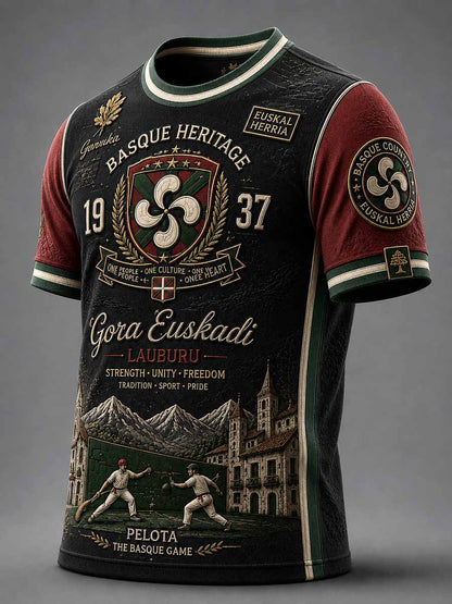 Camiseta vintage para hombre con estampado vasco