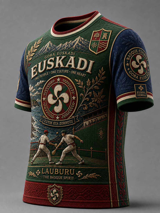 Camiseta para hombre de estilo clásico con estampado tradicional vasco