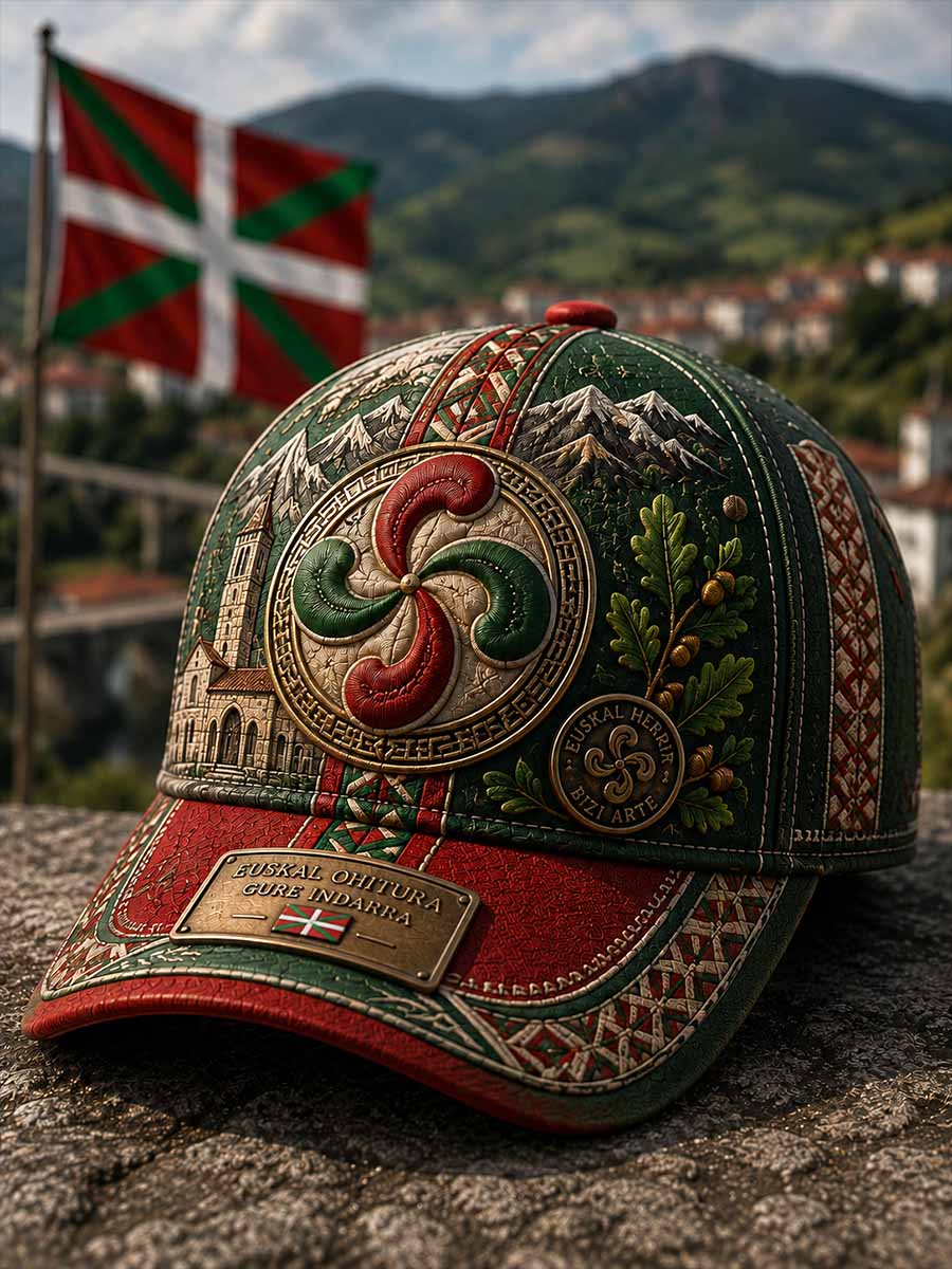 Sombrero unisex con estampado de diseño tradicional vasco
