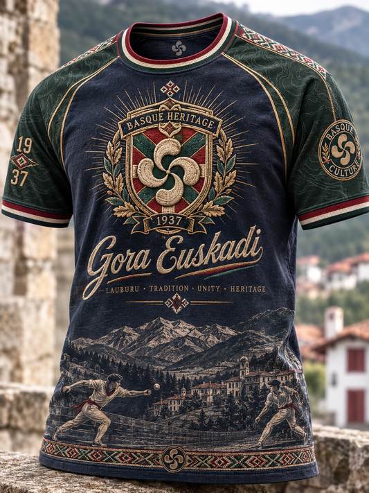 Camiseta vasca de manga corta para hombre