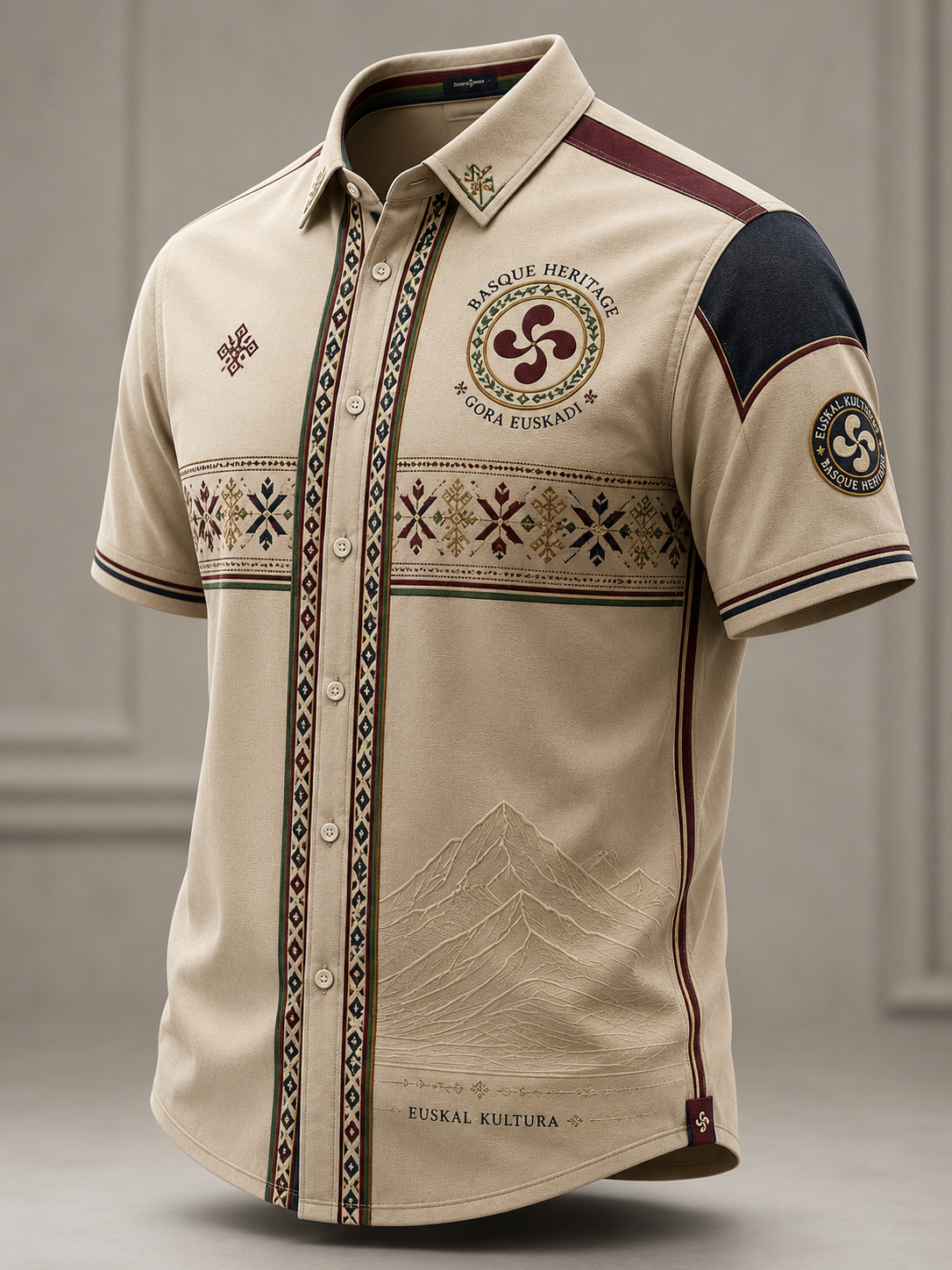 Camisa vasca de manga corta para hombre