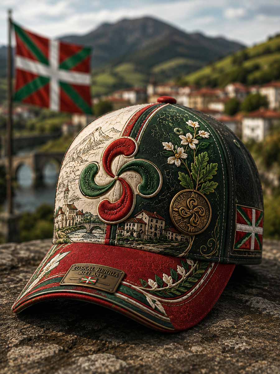Sombrero unisex con estampado de diseño tradicional vasco