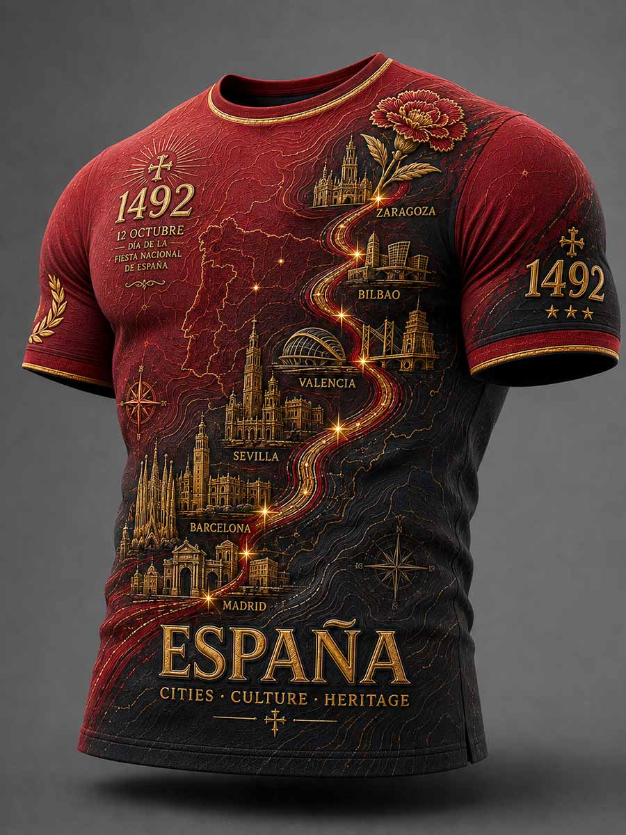 Camiseta con estampado conmemorativo España 1492 para hombre