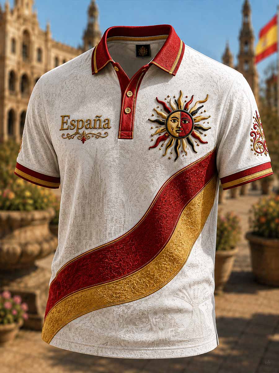 Polo de hombre con estampado conmemorativo patriótico español