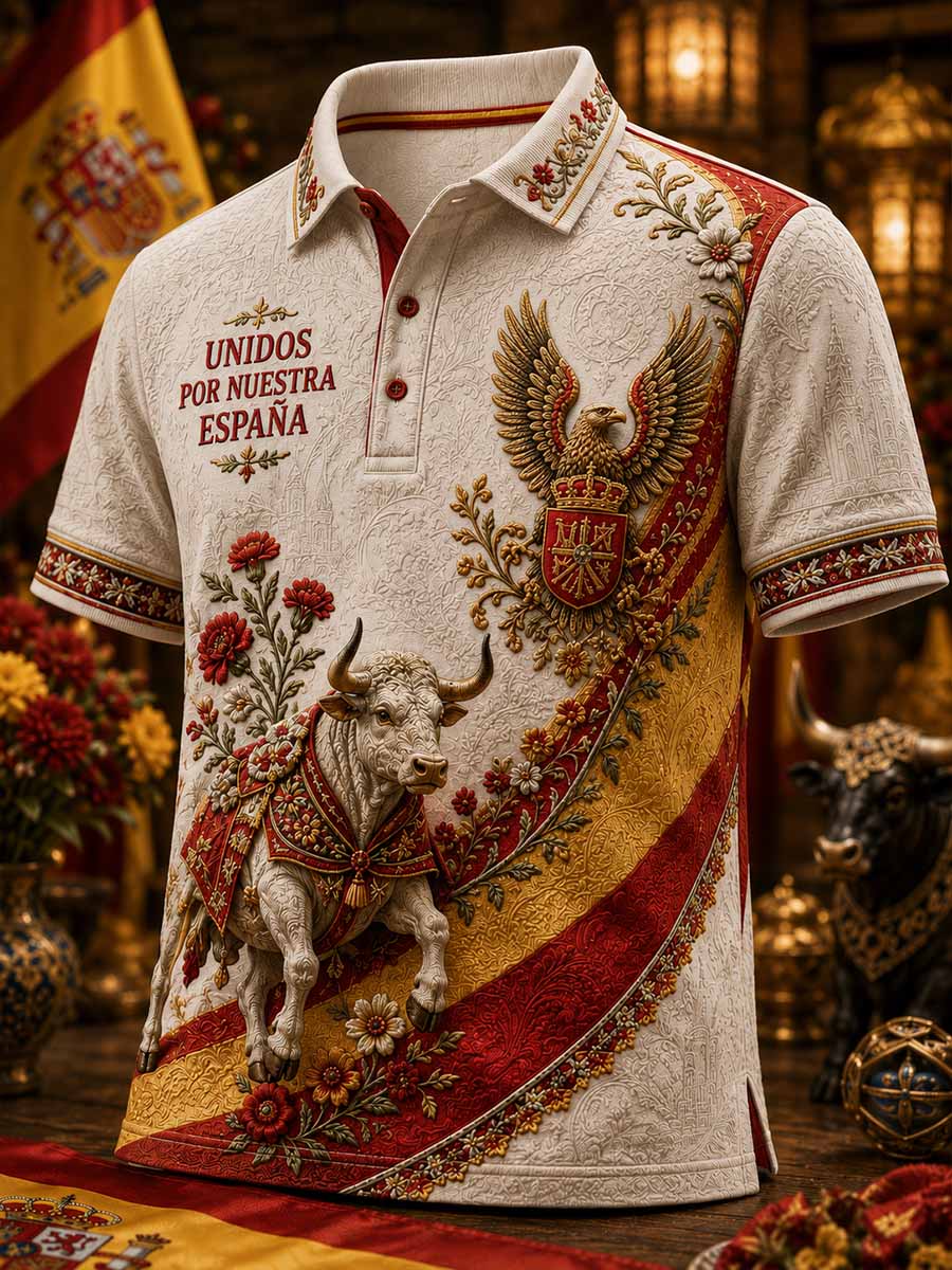 Polo de hombre con estampado conmemorativo patriótico español